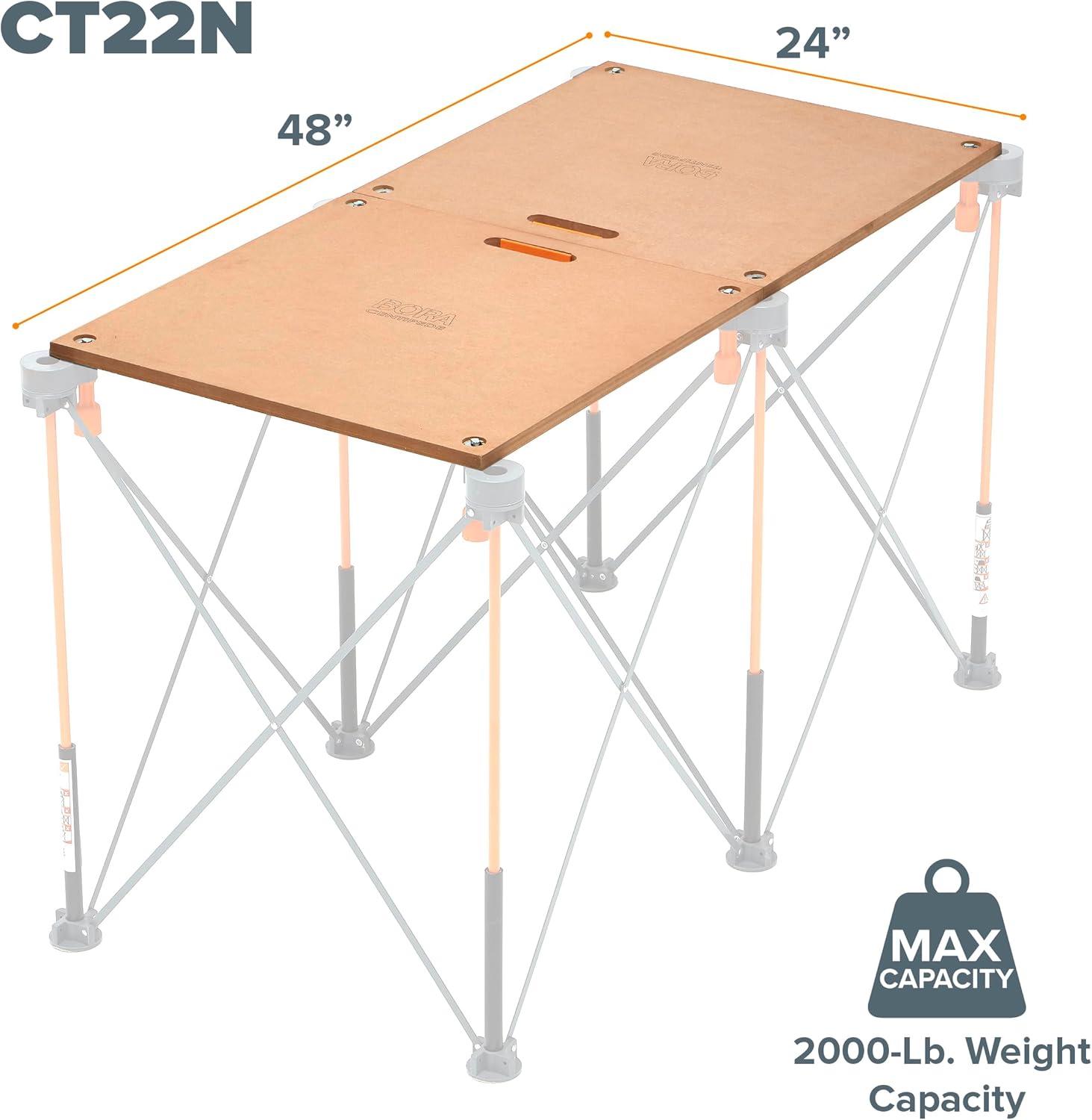 imageBORA Centipede Folding Table Top for Bora Centipede Work Stand Saw Horses  24 Inch x 48 Inch  Includes Wood Top  6 QuickTwist Locks for a Portable Quick Setup Work Table or Workbench CT22N Brown24 x 48 Solid Tabletop  6 QuickTwist Locks