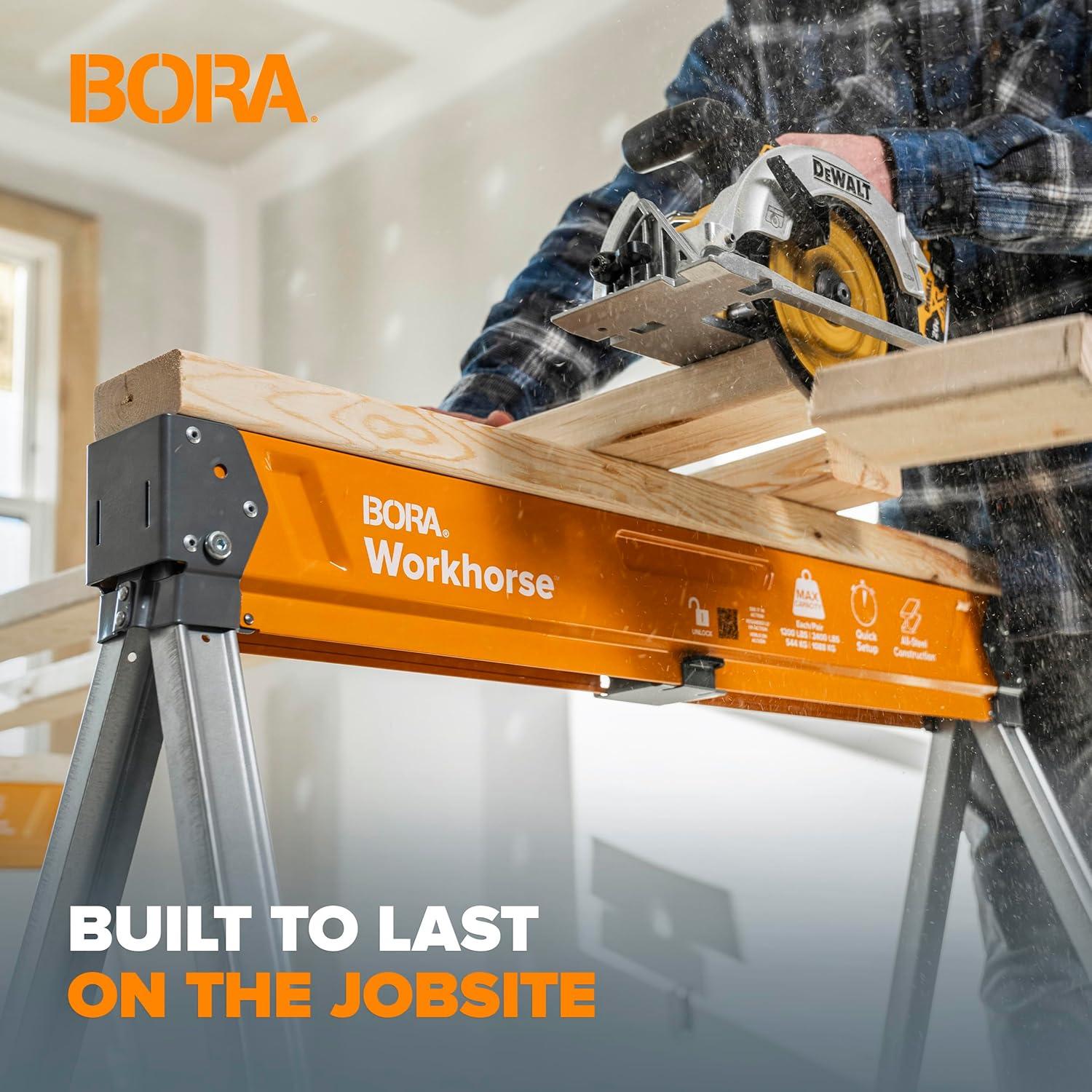 imageBORA Workhorse XT Saw Horses 2 Pack Folding Heavy Duty Sawhorse Pair  Heavy Duty Saw Horse for Contractors Portable Workbench  PM3330T
