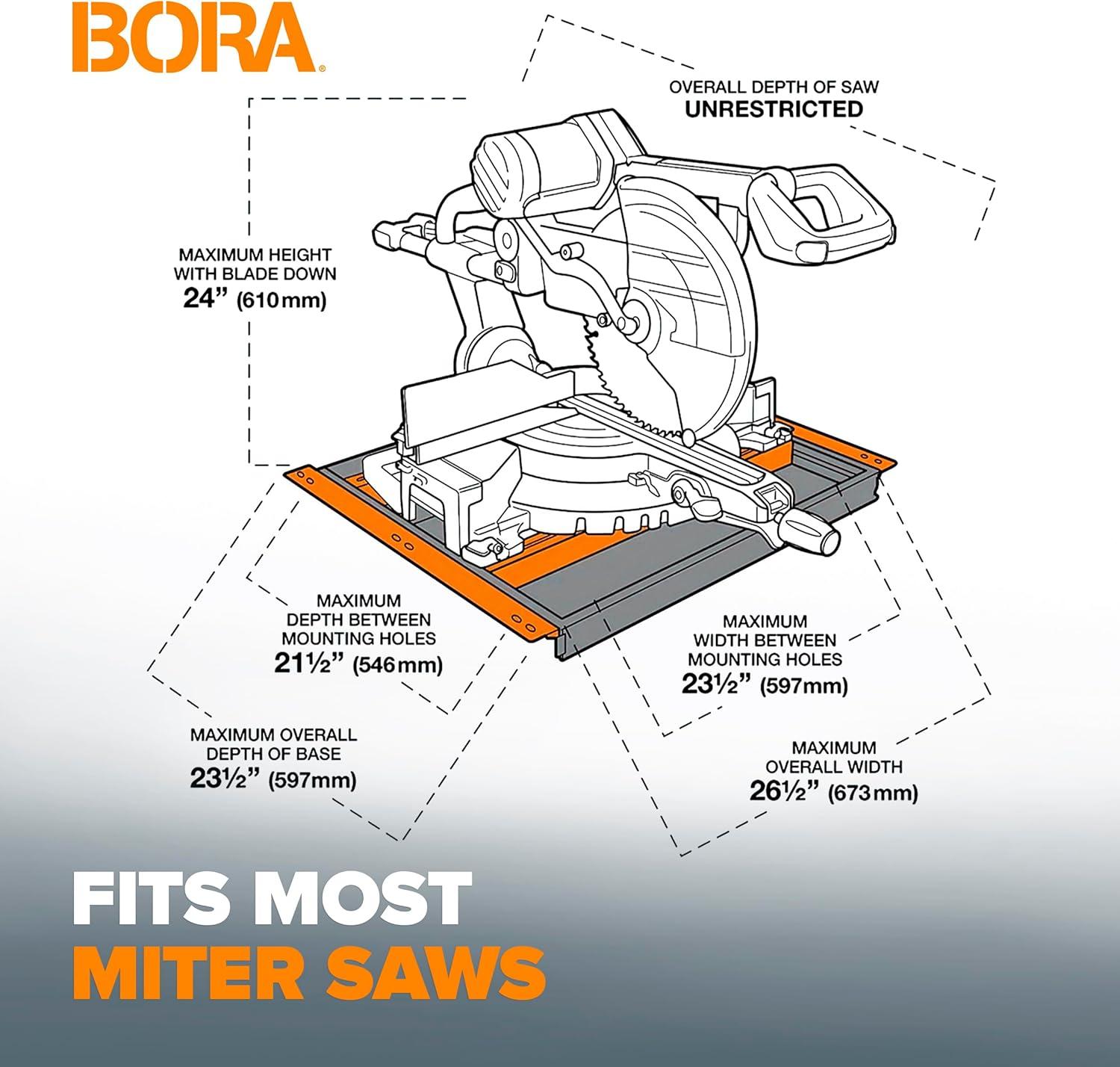 imageBora Portamate Miter Saw Stand Work Station 400 Lbs Max Weight Portable Rolling Table Saw Stand Workbench with Folding Wing Extensions Miter Saw Stands PM8000Work Station
