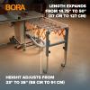 imageBora Portamate Adjustable Conveyor Roller Stand Infeed  Outfeed Support Expandable Gravity Conveyor 300 lbs Weight Capacity Locking Swivel Castor Wheels PM2700Roller