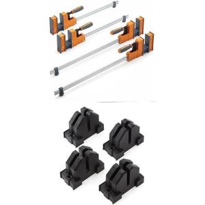 imageBora 4 Piece Parallel Clamps for Woodworking Clamps 4 Pack  2 x 18 inch and 2 x 24 inch Parallel Clamp Spreader Set 1100 Lbs Clamping Force Bar Clamp Set 571450I  4pc Parallel Clamp Blocks 571001