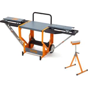 imageBORA Portamate Miter Saw Stand with Pedestal Roller  Mitre Saw Stand with Wheels  Carpenter Stainless Steel Saw Stand and Collapsible Workbench  Expandable Power Tool Stands PM8000B