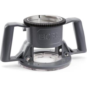 imageBORA Tools PM6210 Fixed Router Base for Bora Router Motor PM6200 Ergonomic Handles Solid Cast Aluminum with Micro Adjustable Ring and Base Plates Fits Standard 42in Diameter Router motors