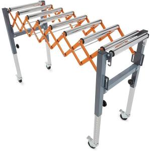 imageBora Portamate Adjustable Conveyor Roller Stand Infeed  Outfeed Support Expandable Gravity Conveyor 300 lbs Weight Capacity Locking Swivel Castor Wheels PM2700Roller