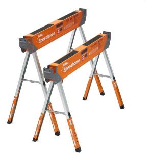 imageBora Portamate Speedhorse XT Sawhorse Pair Two pack 3036 inch height adjustable Legs Metal Top for 2x4 Heavy Duty Pro Bench Saw Horse for Contractors Carpenters  PM4550TOrangeSawhorse