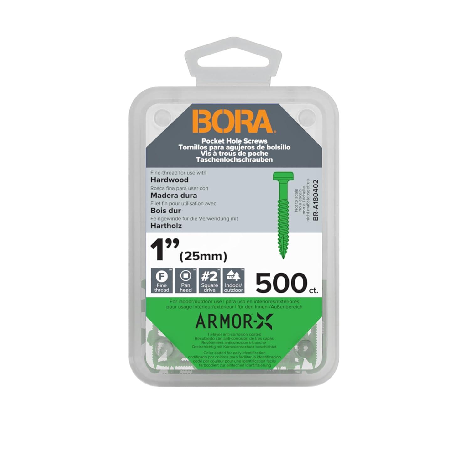 imageBora 200 Pocket Hole Screws 2 Inch Fine Thread Screws 200 Piece with Blue Color Coat for Indoor and Outdoor Use and Square Drive  BRA1812021 Inch 500 ct