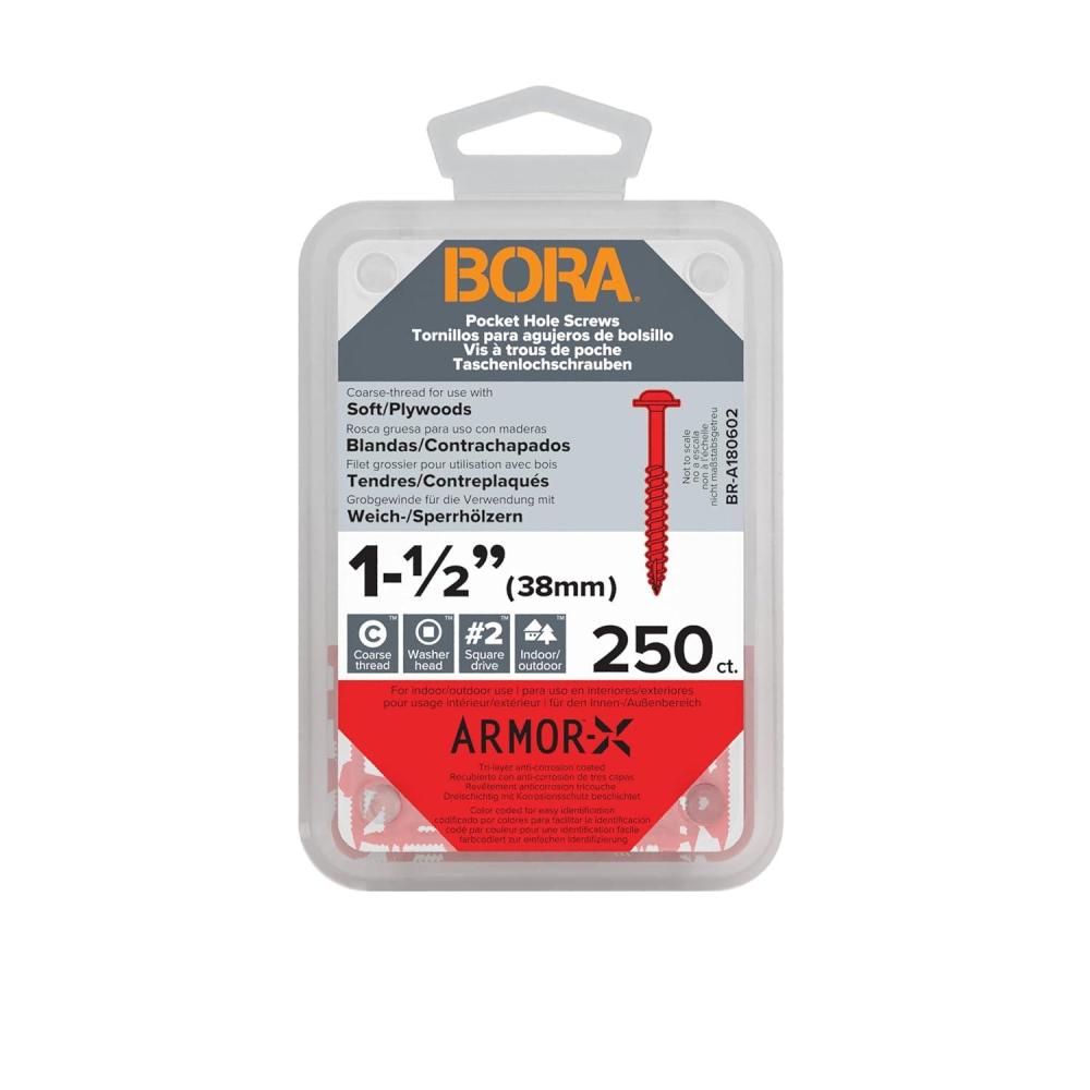 imageBora 200 Pocket Hole Screws 2 Inch Fine Thread Screws 200 Piece with Blue Color Coat for Indoor and Outdoor Use and Square Drive  BRA181202112 Inch 250 ct