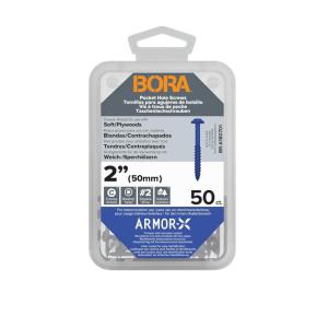 imageBora 200 Pocket Hole Screws 2 Inch Fine Thread Screws 200 Piece with Blue Color Coat for Indoor and Outdoor Use and Square Drive  BRA1812022 Inch 50 ct