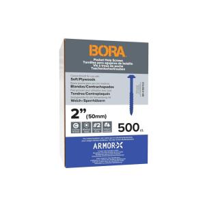 imageBora 200 Pocket Hole Screws 2 Inch Fine Thread Screws 200 Piece with Blue Color Coat for Indoor and Outdoor Use and Square Drive  BRA1812022 Inch 500 ct