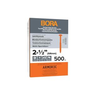 imageBora 200 Pocket Hole Screws 2 Inch Fine Thread Screws 200 Piece with Blue Color Coat for Indoor and Outdoor Use and Square Drive  BRA181202212 Inch 500 ct