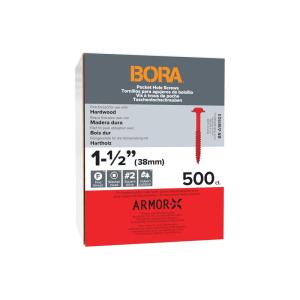 imageBora 500 Pocket Hole Screws 112 Inch Fine Thread Screws 500 Piece with Red Color Coat for Indoor and Outdoor Use and Square Drive  BRA181103