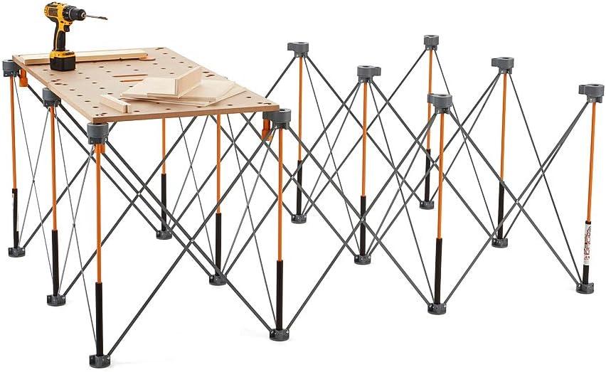 imageBora 4ft x 6ft 12Strut Portable Work Support ampamp Sawhorse with Centipede 6Piece Risers Set Orange Steel ampamp Polymer Work StandSawhorse  Risers Set