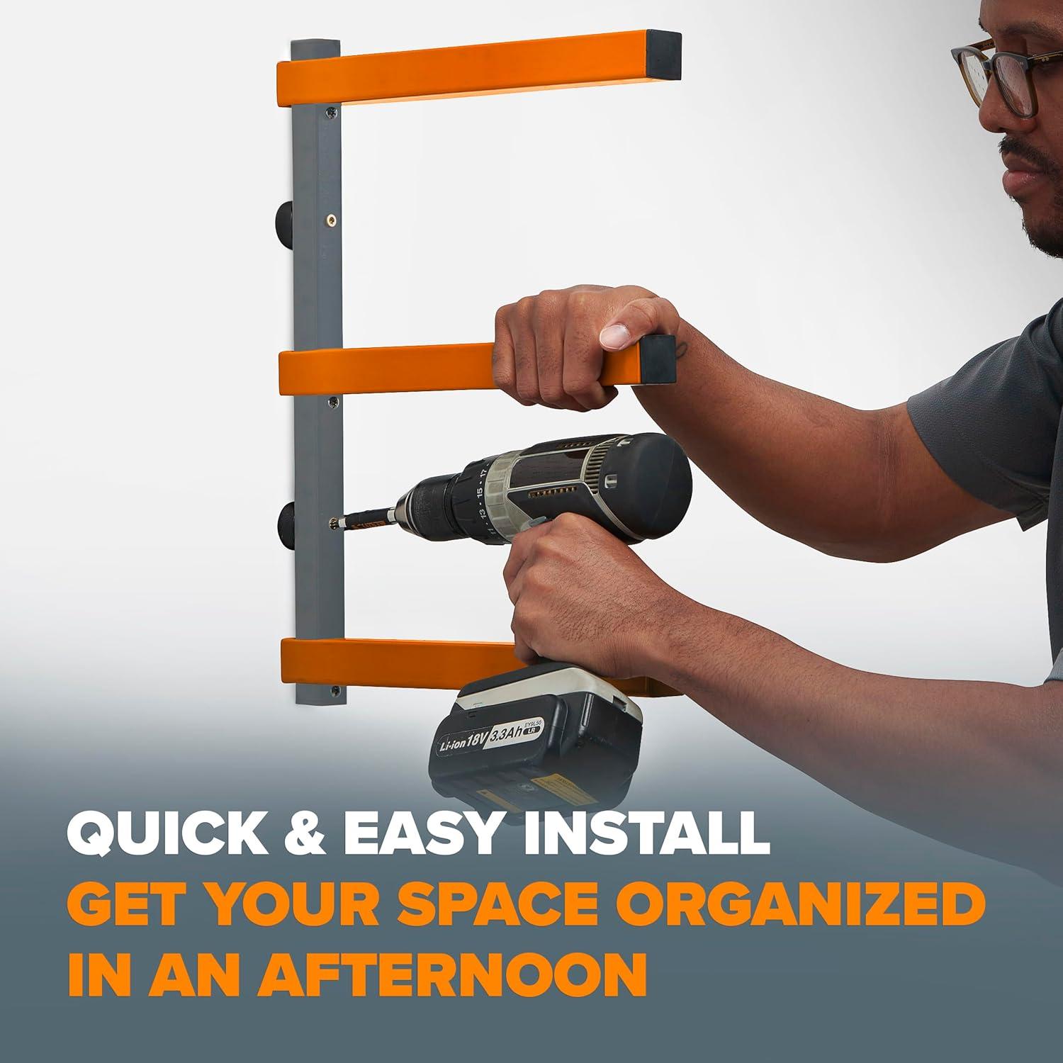 imageBORA Lumber Storage Rack for Garage Organization  2 Pack of 3 Level Wall Mount Wood Racks  PBR0315