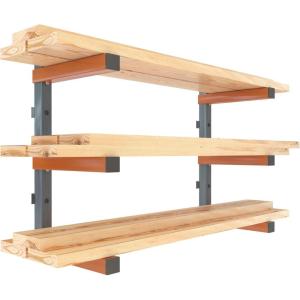 imageBORA 3Level Wood Storage Rack WallMounted Hanging Shelf for Lumber Garage Wall Storage Space Saver for Workshop Heavy Duty 300 lb Capacity Metal Wood Rack System  PBR0310 OrangeBlack