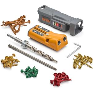 imageBORA Pro Compact Pocket Hole Jig 3 inch Face Clamp amp 50pc Screw Set Auto Adjust Drill Guide Durable Pocket Hole Jig Kit for Woodworking amp Tight Spaces  For Materials 12 inch to 112 inch ThickJig w 50pc Screw Set